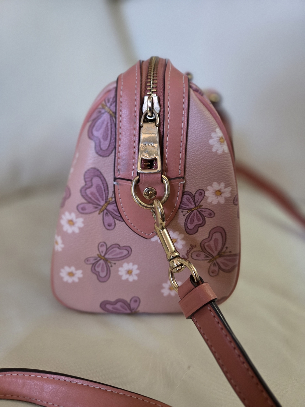 Coach Rowan Limited Edition Pink Butterfly Meadow Satchel Handbag - Picture 8 of 11